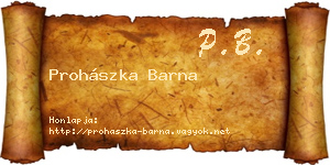 Prohászka Barna névjegykártya