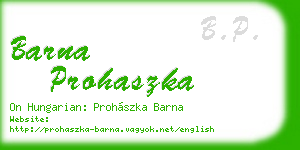 barna prohaszka business card